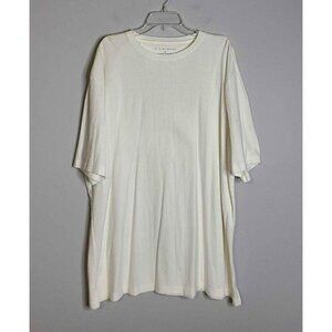 Via Europa Mens Round Neckline Short Sleeve Dresser Style White Shirt Size 2XLT